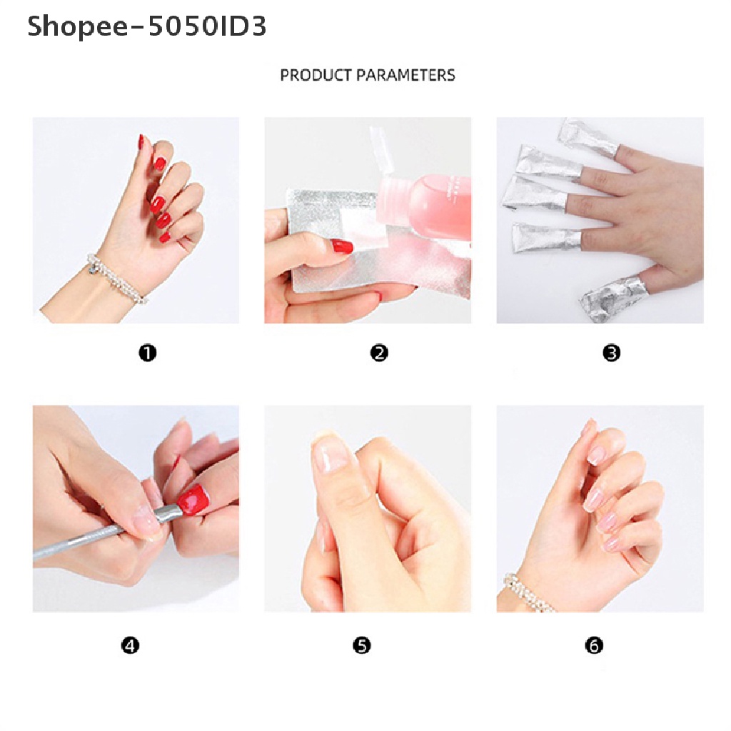 [HOT] 50/100pcs Aluminium Foil Bungkus Kuku Art Soak Off Gel Remover Manicure Cleaner [ID]