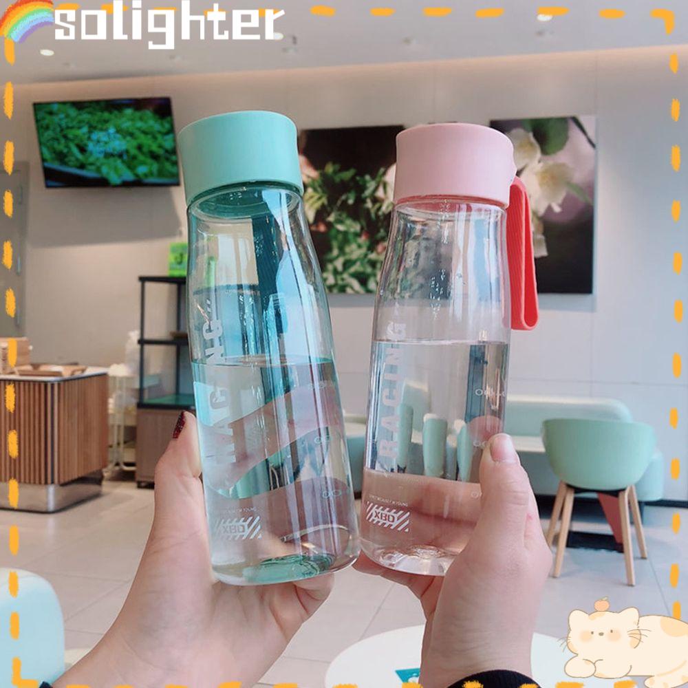 Solighter 650ml Botol Air Minum Travel Plastik Transparan Botol Simple