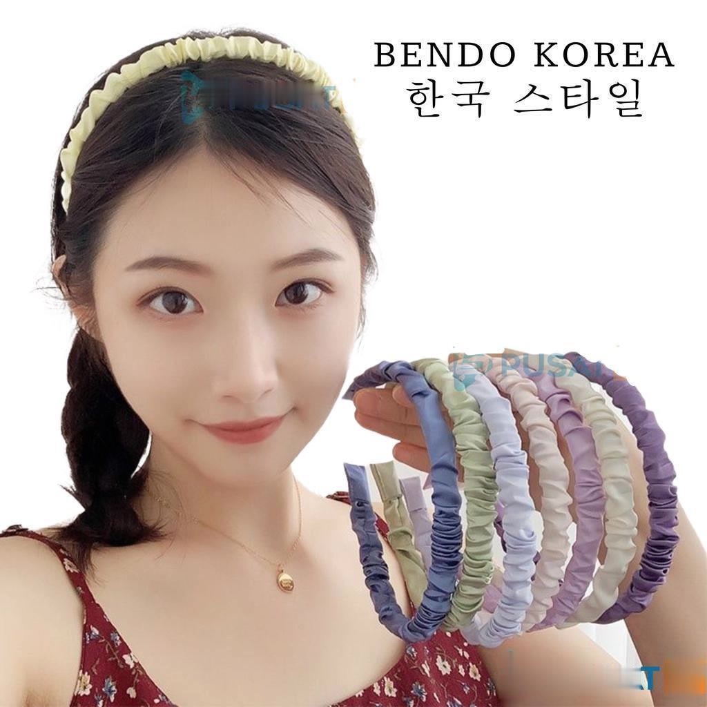 BANDO KOREA KERUT / BANDO SCRUNCHIE SATIN / HEADBAND KOREA FASHION / BENDO KOREA STYLE AKSESORIS RAMBUT WARNA PASTEL