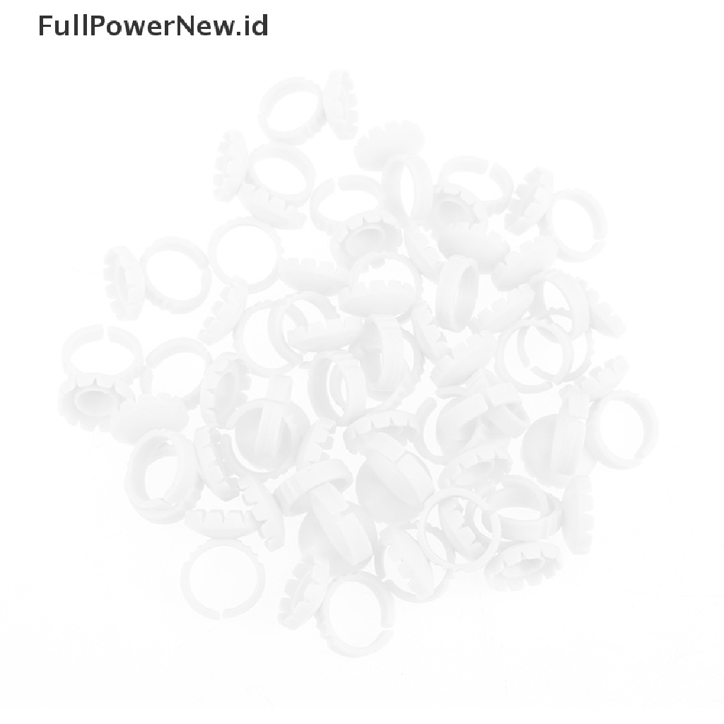 Power 100Pcs Cincin Ekstensi Bulu Mata Sekali Pakai Lem Lash Fan Cup Finger Holder Fans ID