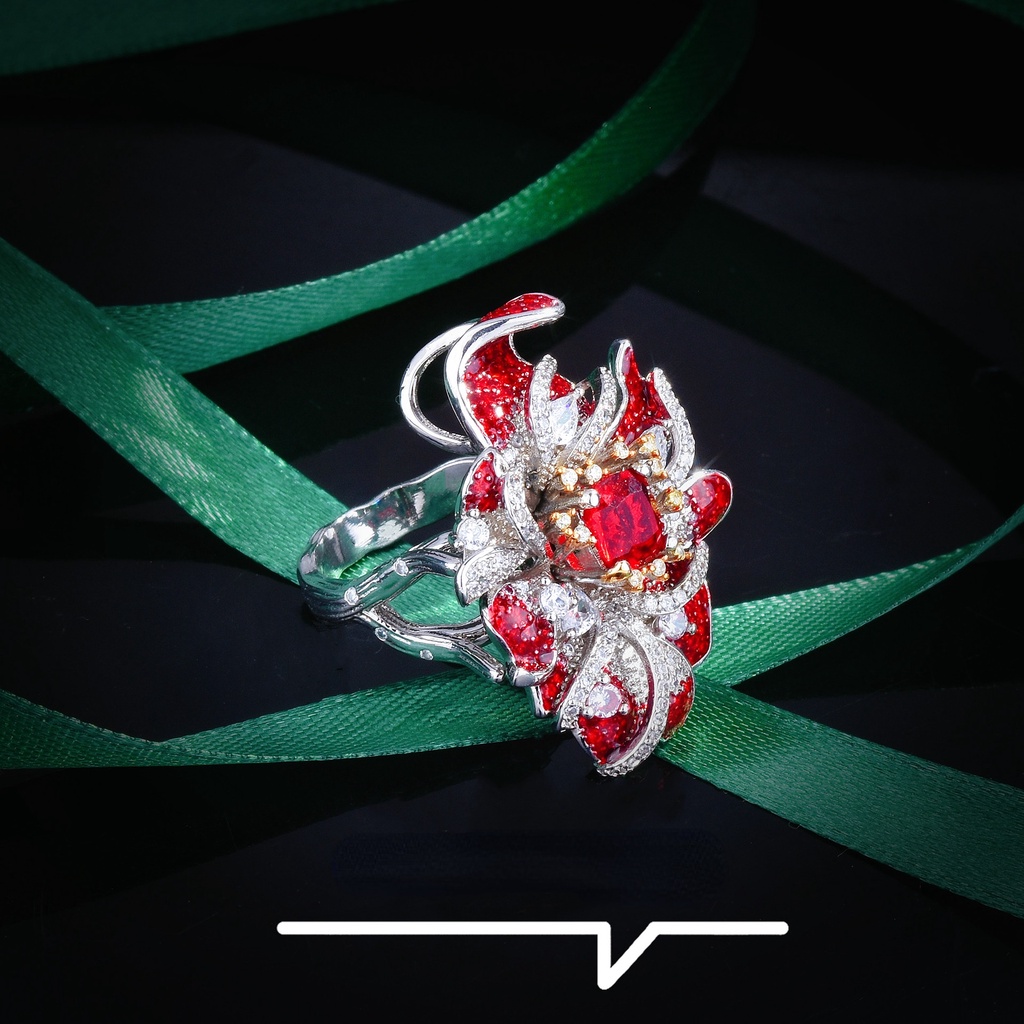 Goldkingdom Aksesoris Perhiasan Fashion Ready Stock Liontin Dengan Dua Desain Eropa Dan Amerika Industri Berat Imitasi Merpati Darah Permata Merah Cincin Warna-Warni Kalung.