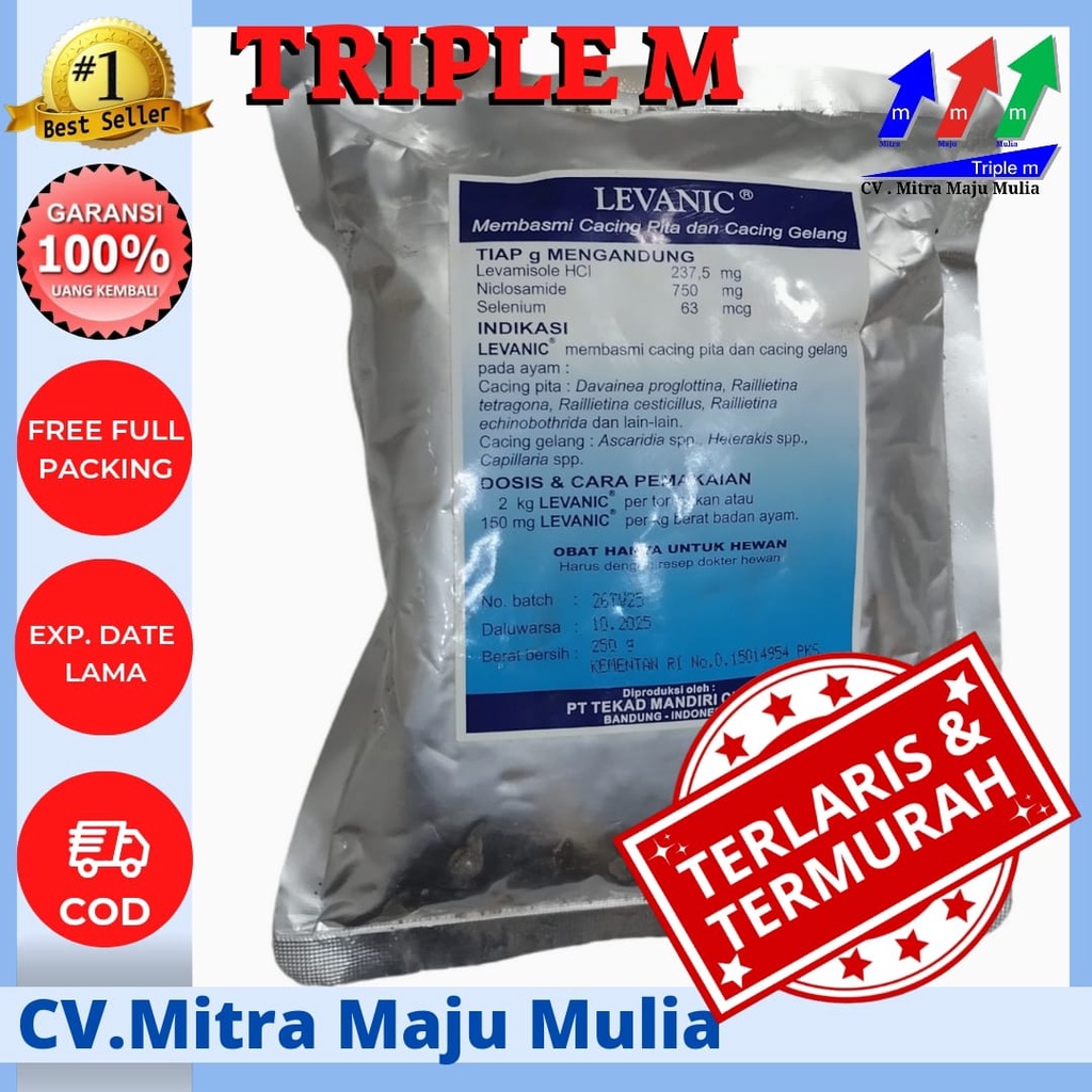 LEVANIC 250 gram Obat Cacing Pita dan Cacing Gelang produksi TMC