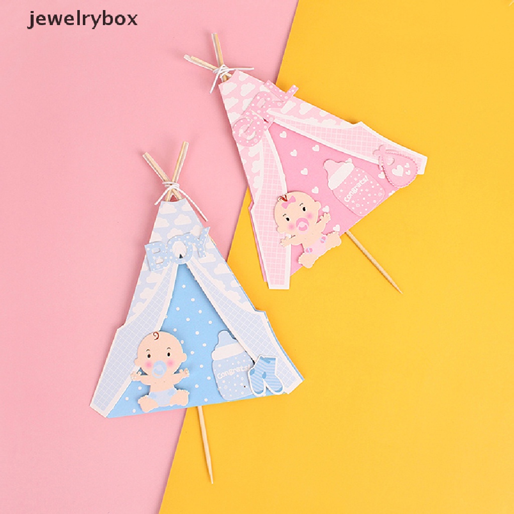 [jewelrybox] Blue Pink Girl Boy Tent Cake Topper Dekorasi Mengungkapkan Gender Pesta Kue Ulang Tahun Baby Shower Girl Kid Baptis Baptisan Cake Topper Butik