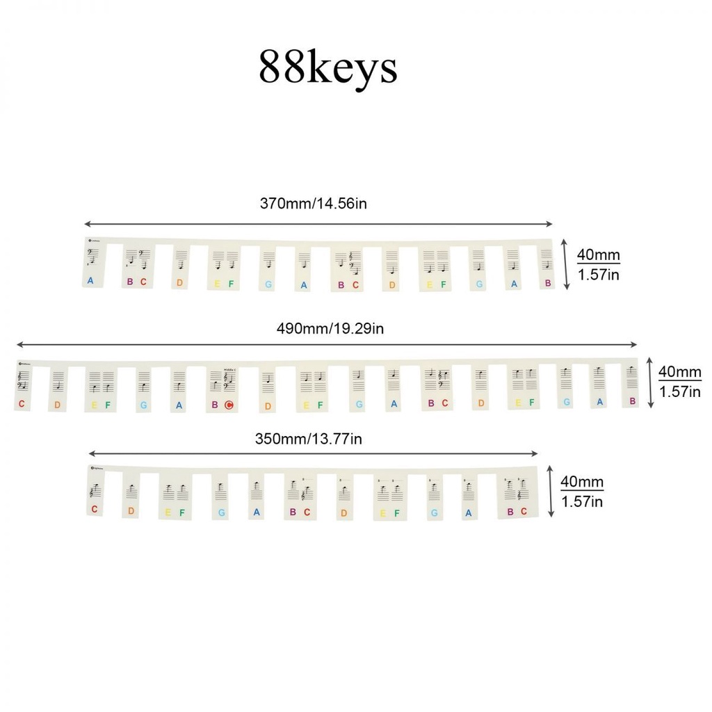 61 /88Kunci Piano Note Penanda Warna-Warni Strip Silikon Free Tempel Luminous Tipe Terawang