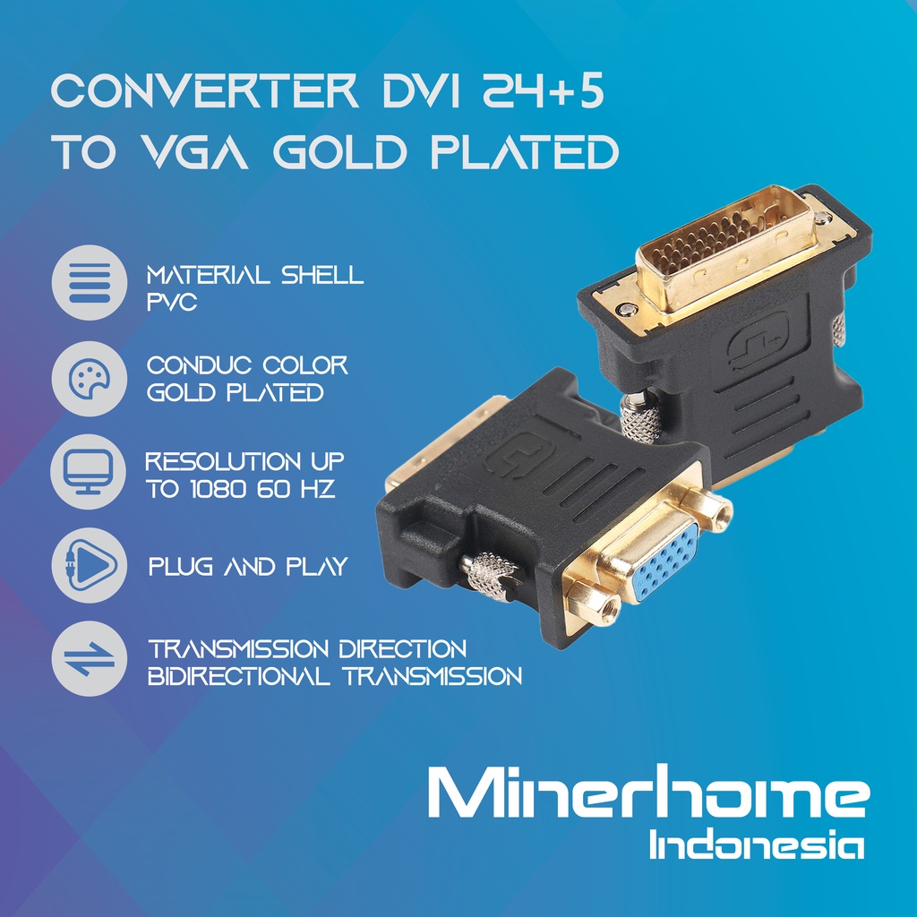 Converter DVI 24+5 to VGA Gold Plated