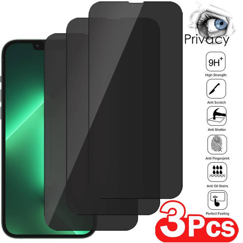 3pcs Full Cover Pelindung Layar Privasi Untuk Iphone14 13 12 11 Pro MAX Plus Mini Kaca Pelindung Anti spy Untuk iPhone X XS MAX XR 7 8 6 6S Plus SE 2022 2020 14Plus 13Mini 12Mini