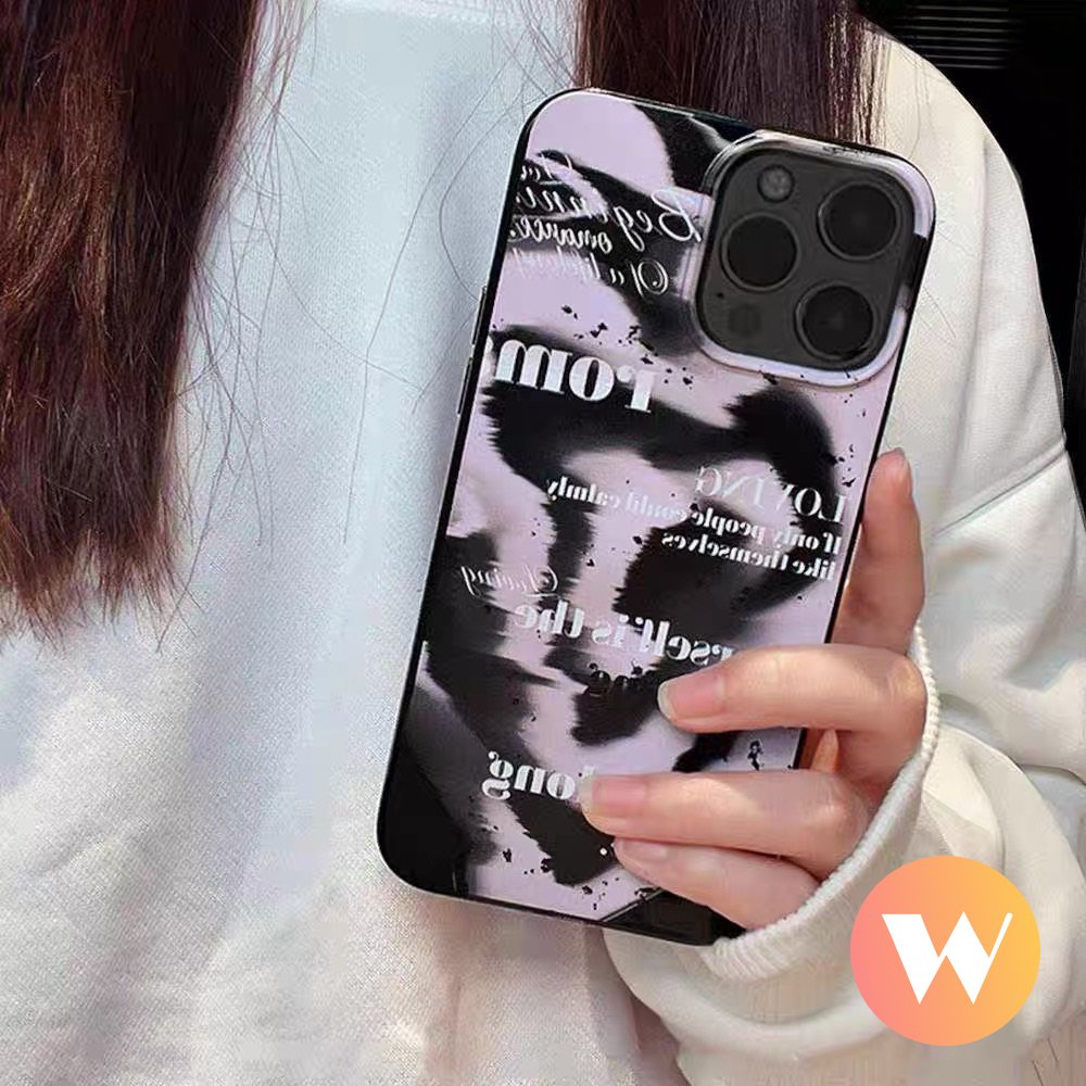 Alphabet Glossy Halus Case Kompatibel Untuk IPhone 7Plus 11 14 13 12 Pro Max XR X XS Max7 8 Plus SE 2020 Fashion Halo Dyed Cat Air Shockproof Soft Cover