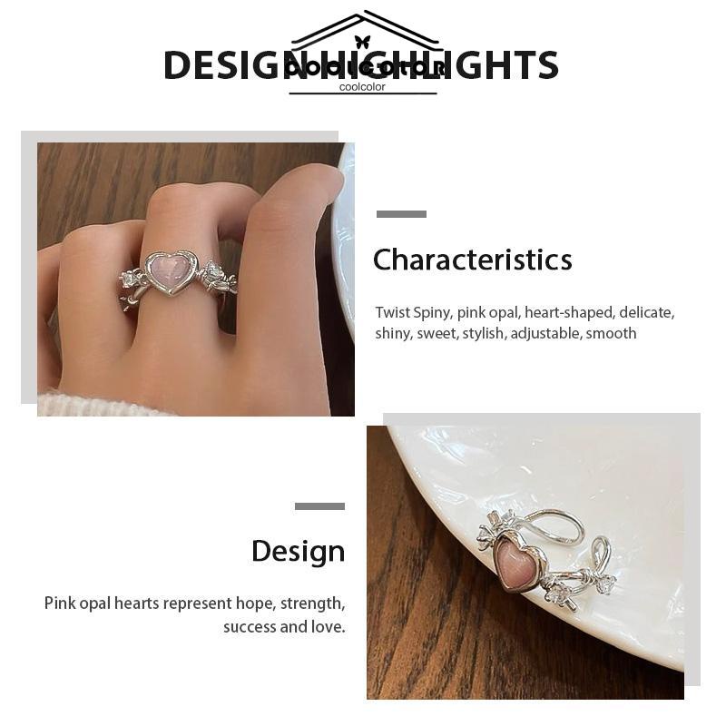 COD❤️Rasa Desain Pink Love Thorn Opal Zirkon Cincin  Wanita Cincin Fashion Keren Manis- cl