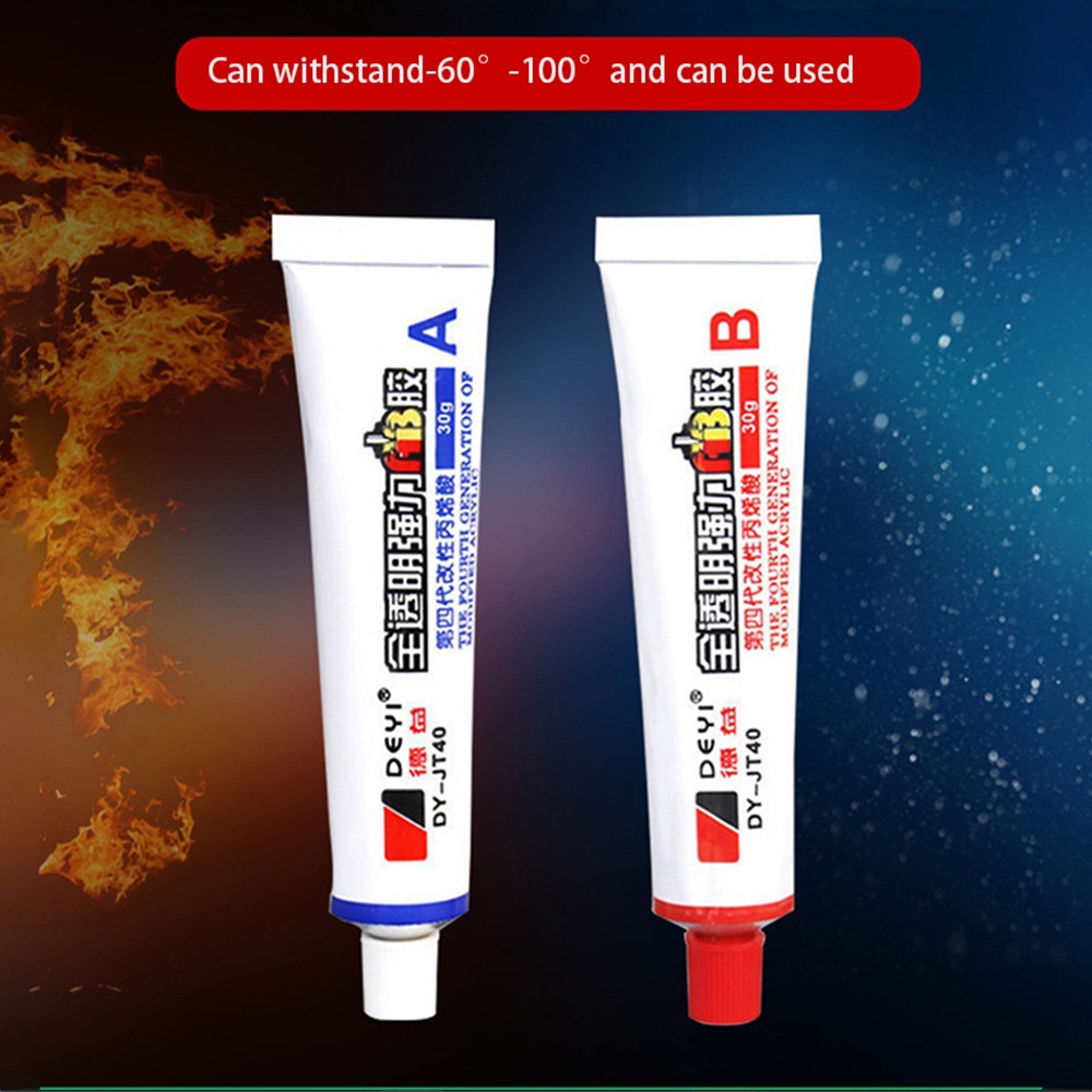 ღ 30G 30G Transparan Ab Lem Kekuatan Tinggi Perekat Tahan Korosi Tahan Panas Ab Lem Kaca Kristal Perhiasan logam Elektronik Perbaikan