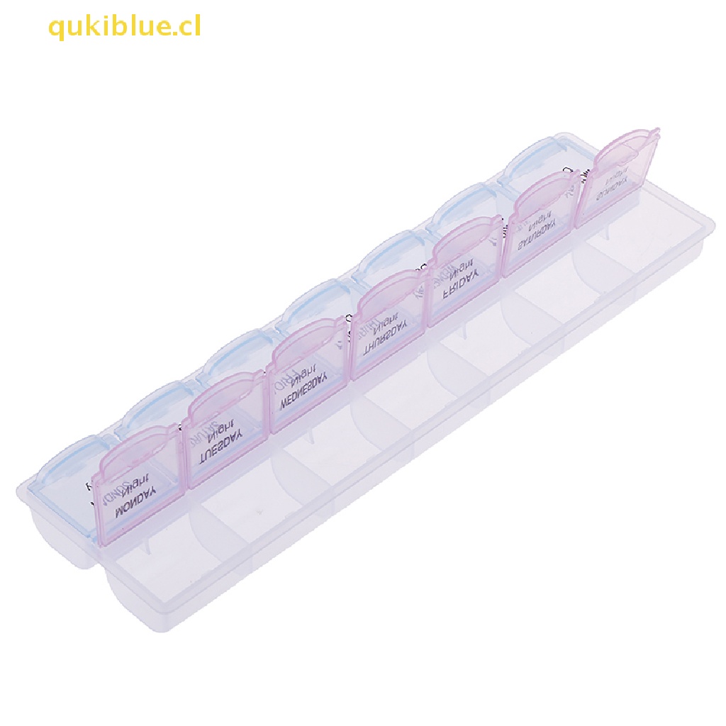 Qukiblue 1pc 7hari Kotak Pil Obat Tablet Dispenser Organizer Tempat Penyimpanan Mingguan cl