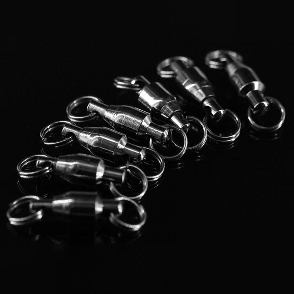 TOP 10pcs Konektor Memancing Rolling Swivel Tahan Lama Ukuran1# Kepada10# Tong Bearing Stainless Steel