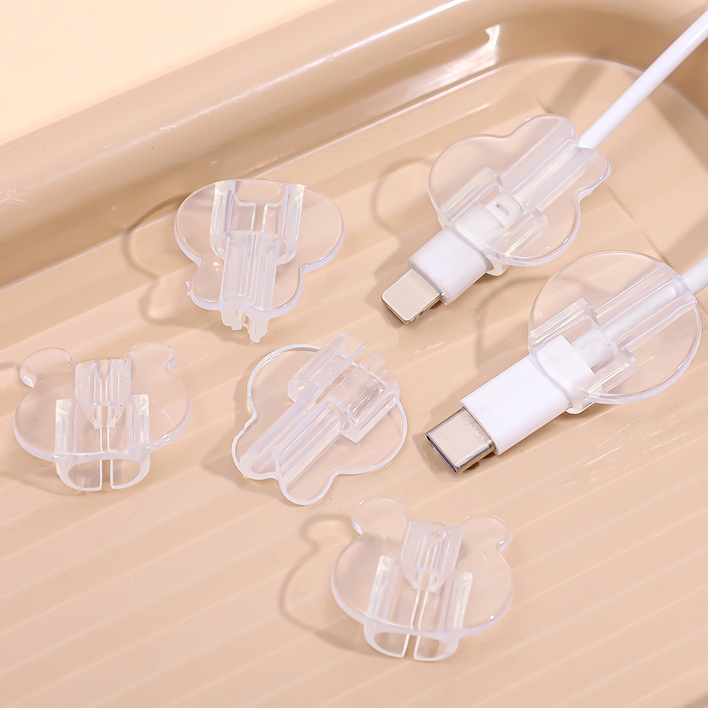 [Unggulan] 1per2/5pcs Apple Android TPU Charging Head Penutup Perlindungan Kabel Data Iphone Kabel Data Tetap Klip Perlindungan Penutup Transparan Kelinci Beruang Penutup Perlindungan Kabel Data