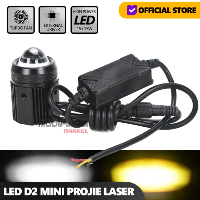 LAMPU TEMBAK LASER MOTOR MOBIL LED D2 MINI 2 WARNA LASER FOGLAMP 30W