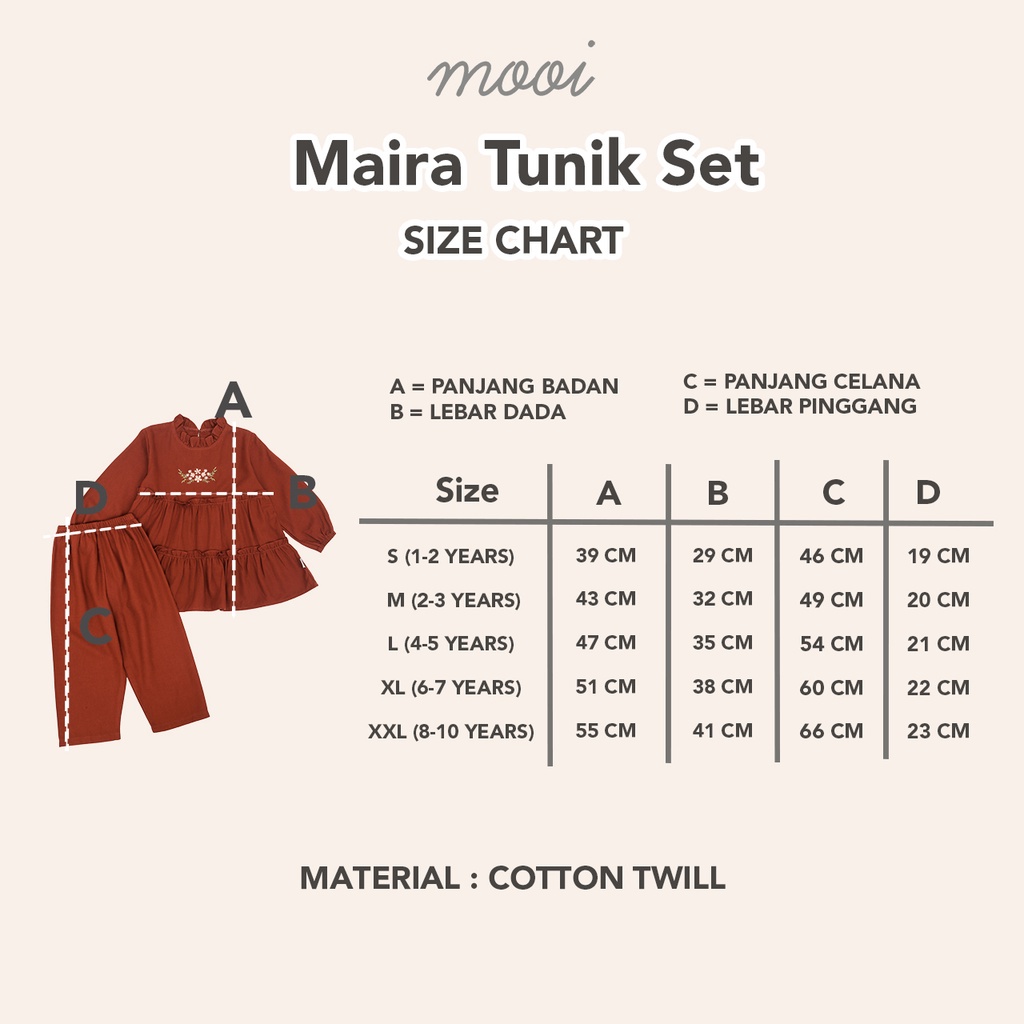 Baju Bayi Setelan Anak Perempuan Mooi Maira Tunik Set 1-10 Tahun