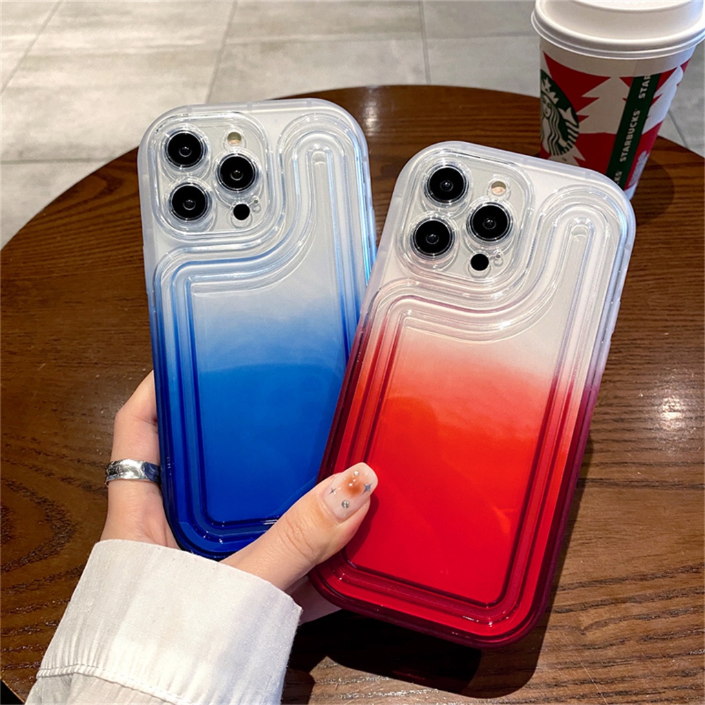 Kreatif Kamera Perlindungan airbag case iPhone 14 Pro Max case Iphone13 11 12 Pro Max Case14 plus Promax Warna Premium Sepenuhnya Tertutup Bantalan Udara shockproof phone case