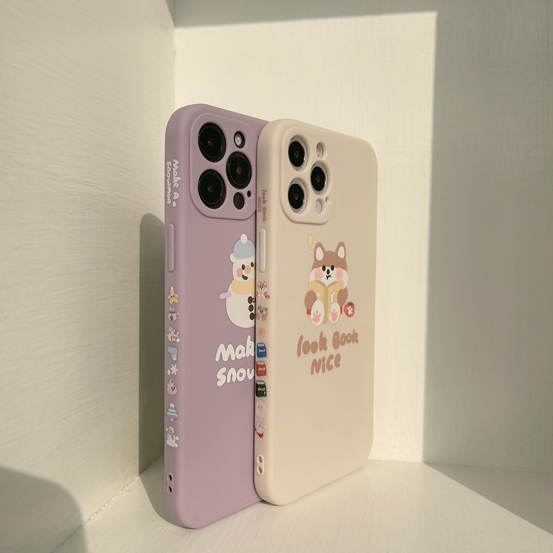 Photo frame Soft Case for iPhone 7 8 14 Plus 7+ 8+ X XR SE 2020 XS Max 11 12 13 Pro Max Lens Protect Cute Purple White Pet Dog