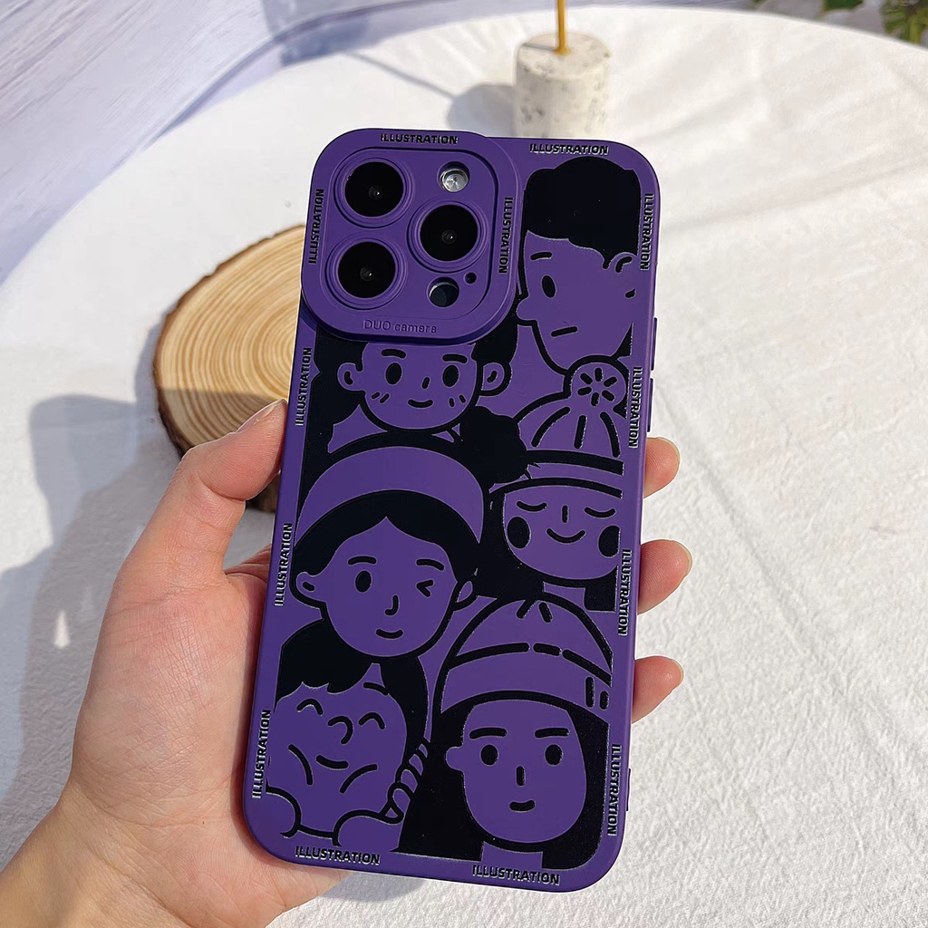 IPHONE Ins Karakter Motif Komik Cocok Untuk Iphone14 14pro 14plus 13 13pro 13prm iPhone12 7Plus 8Plus Xr XS 13 Pro Max Empat Sudut Casing Ponsel Tahan Guncangan