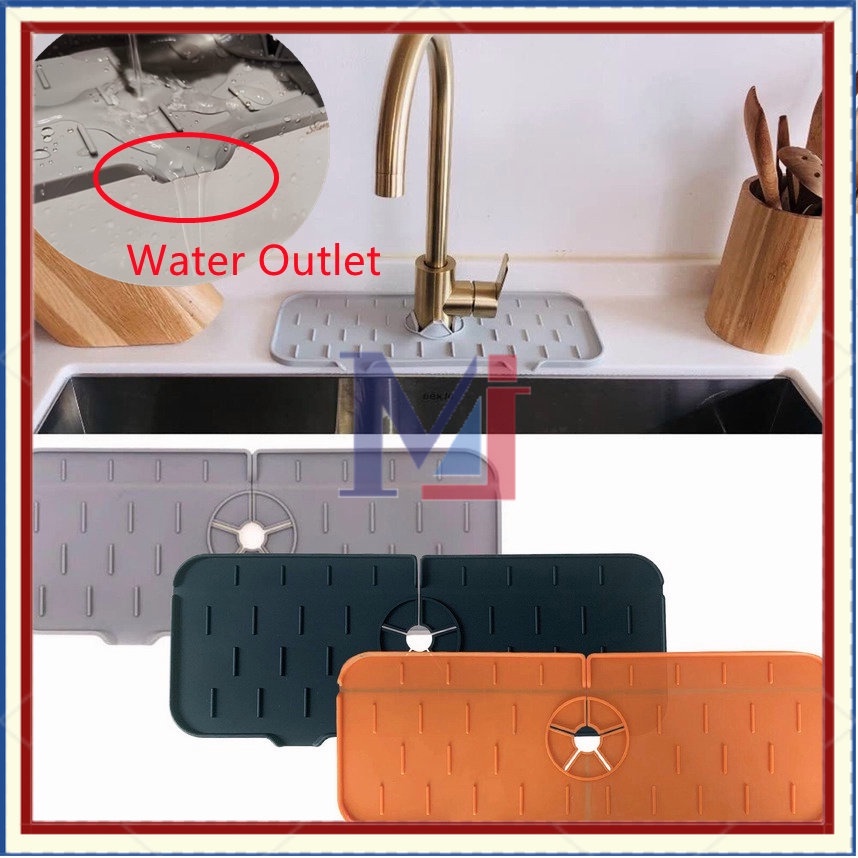 【READY STOCK】 Kitchen Silicone Faucet Absorbent Mat Sink Splash Guard For Bathroom Kitchen Gadgets