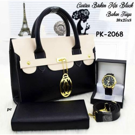 Tas Selempang Wanita dengan Asesoris Paket Lengkap Murah dan Bagus Tas Paketan 3 in 1 Bikin Cartier 