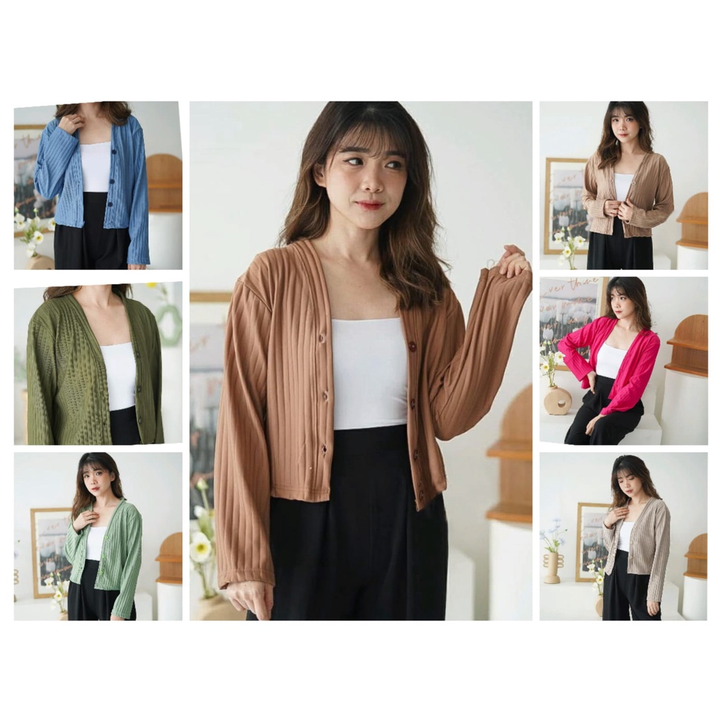GTW - RFS  Outer Cardy Wanita Kekinian  AKEMI Hornet Knit Crop Cardigan / Balero Wanita Modfis ABG /
