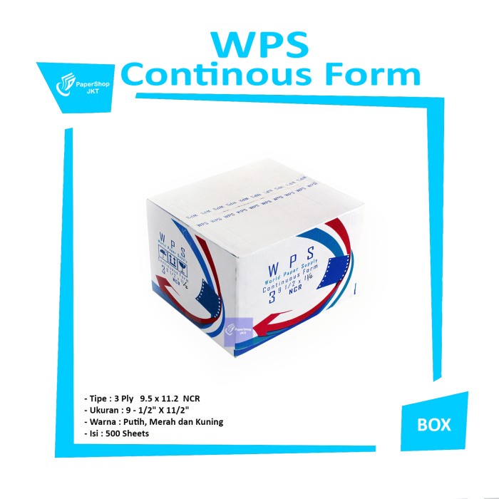 

WPS - Continous Form 3 Ply 9 1/2 x 11/2 ( K3/2 WPS ) NCR - Box
