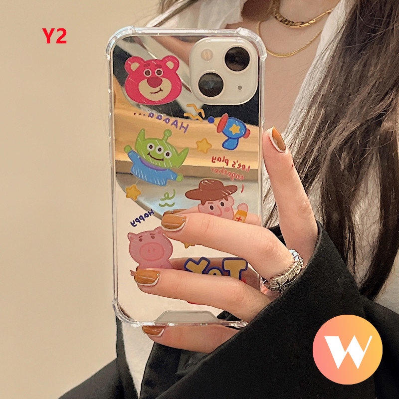 IPHONE Kartun Disney Winnie The Pooh Manyo Case Kompatibel Untuk Iphone11 13 12 Pro Max 7Plus XR X XS Max8 7 Plus SE 2020 Toy Story Lucu Alien Make Up Mirror Phone Cover