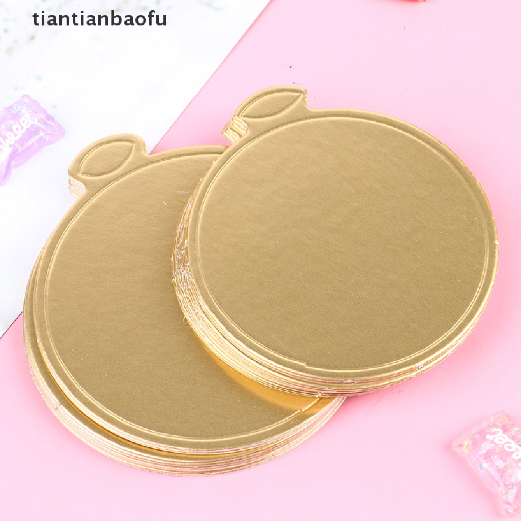 [tiantianbaofu] 10pcs 8/9cm Papan Kue Bulat Mousse Pad Kartu Dessert Baking Pastry Display Tray Butik