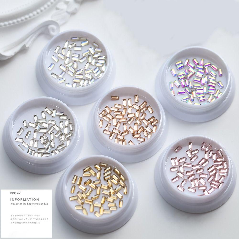 AUGUSTINA Agustina Ornamen Nail Art 50pcs Bentuk Kristal Flatback Kaca Warna-Warni Perhiasan Mini Shiny Manicure Accessories