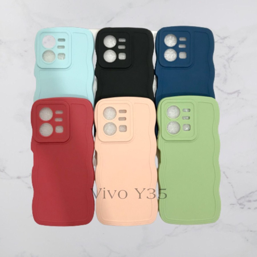 CASE VIVO Y35 // SOFTCASE SILIKON GELOMBANG WARNA PRO CAMERA - BDC