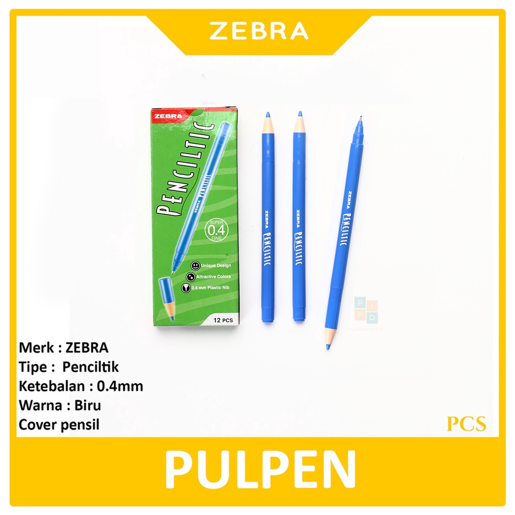 

ZEBRA - Pulpen Ballpen Penciltic 0.4mm Biru - Pcs