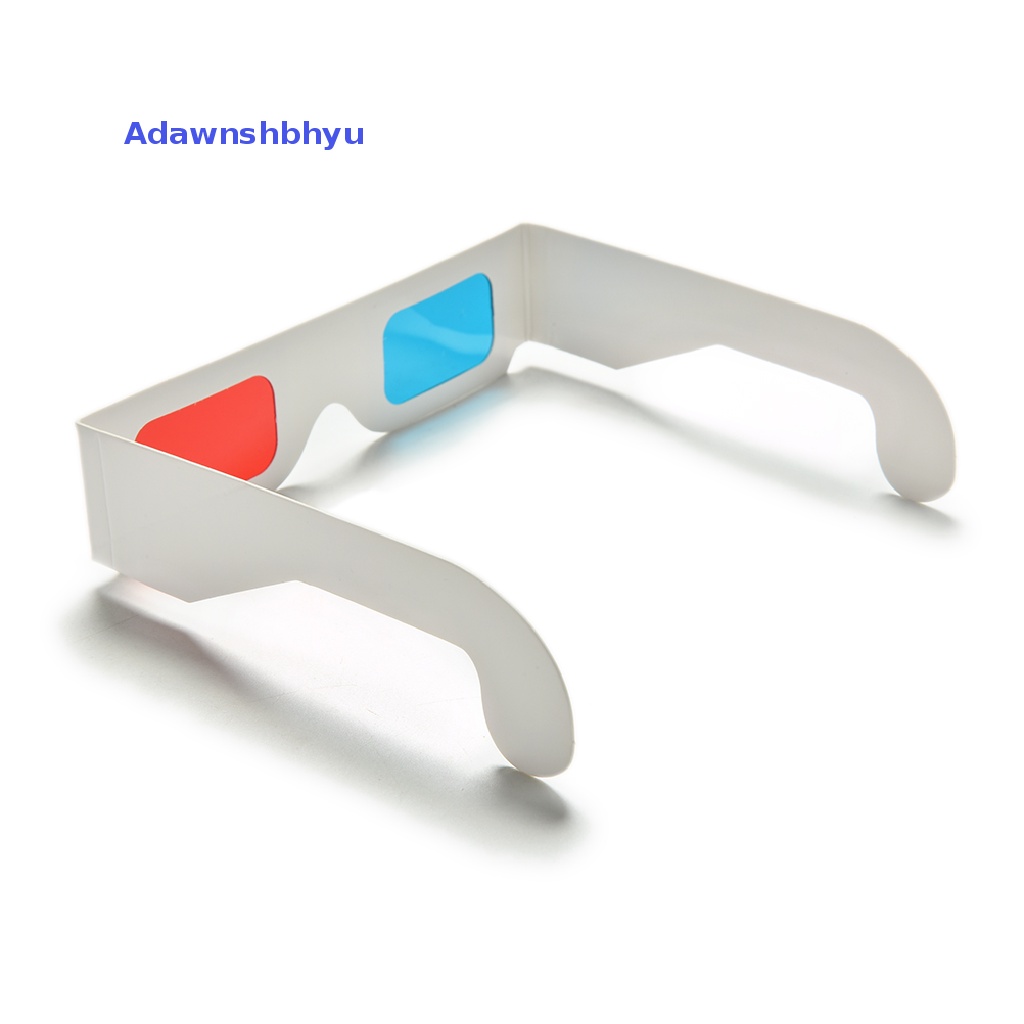 Adhyu 10PCS Kertas Kardus Anaglyph Universal Merah Biru Cyan 3D Video Glasses ID