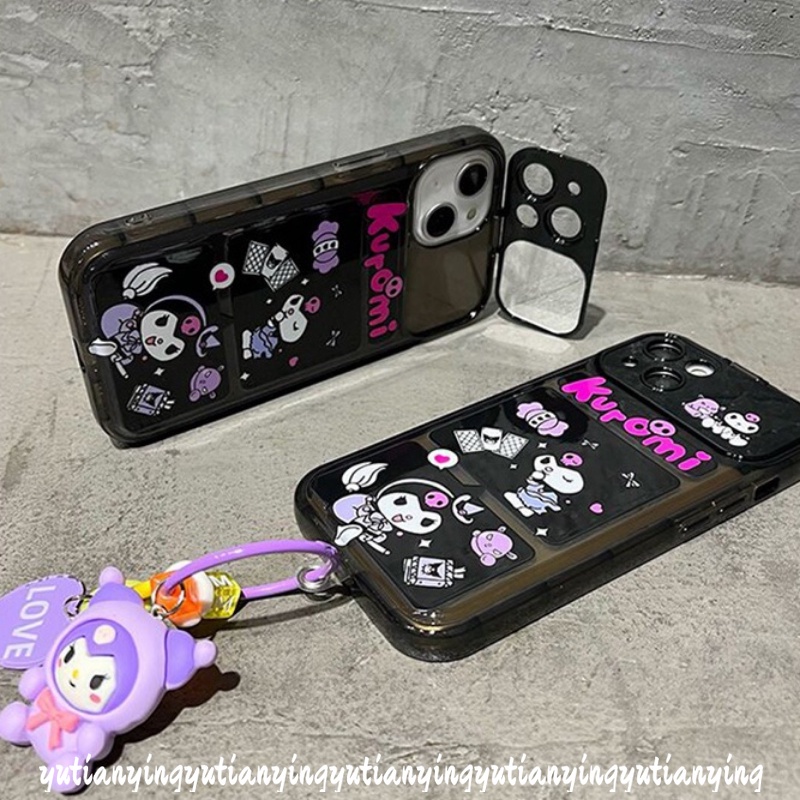 IPHONE Lovely Case Kompatibel Untuk Iphone11 13 14 12 Pro MAX XR 78 Plus X XS MAX SE 2020 Kreatif Lucu Kartun Kuromi Lembut TPU Flip Make Up Cermin Ponsel Penutup Belakang