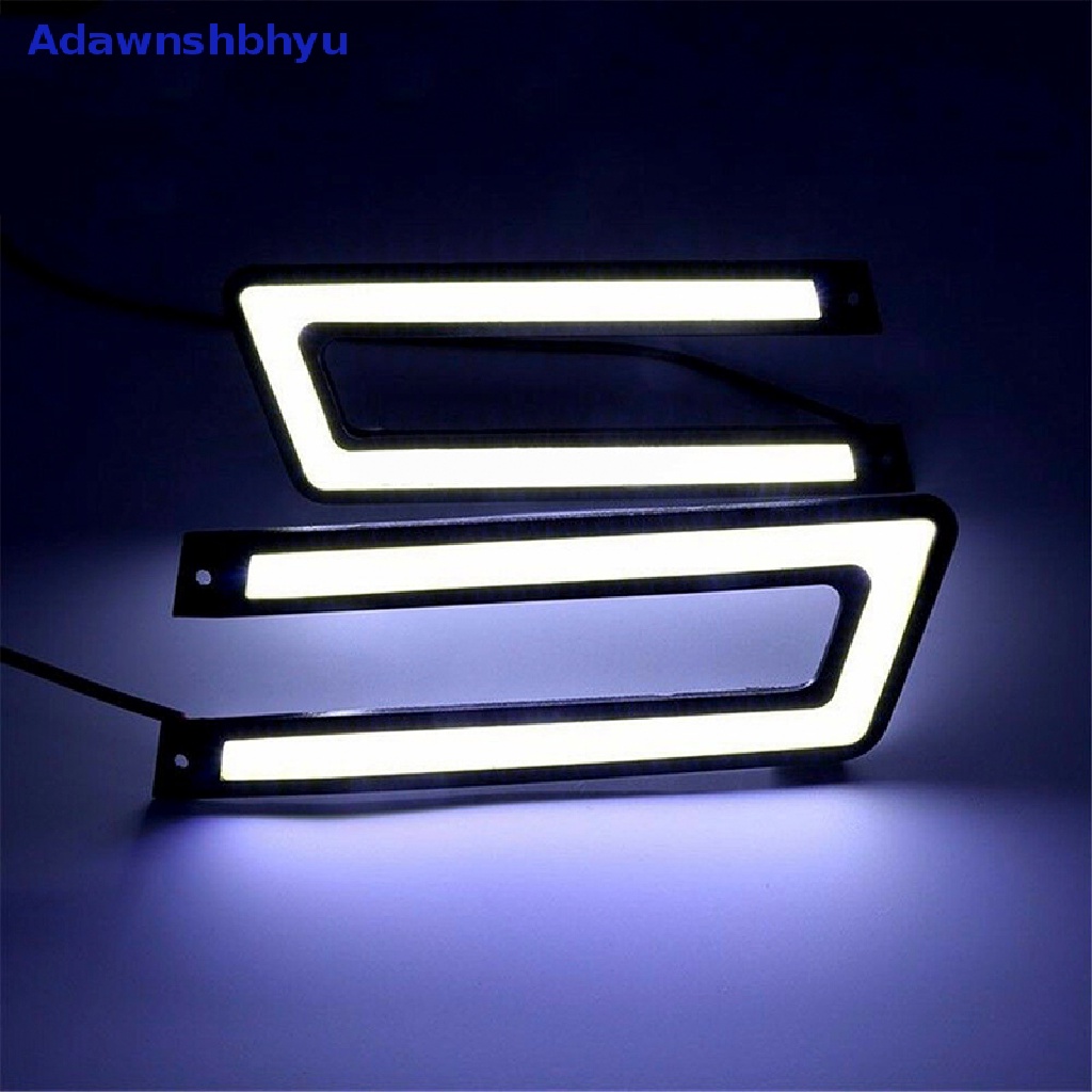 Adhyu 1PC U-Shaped 12V LED COB Mobil Auto DRL Driving Daytime Running Lamp Lampu Kabut ID