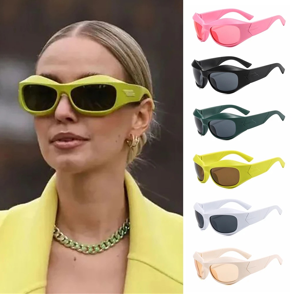 [Hot Sale] Kacamata Kacamata Oversized Pria Tidak Teratur Kacamata Matahari Tren Olahraga Luar Ruangan Bersepeda Perlindungan Uv Bingkai Tebal Cermin Shades Y2k Punk Wanita Fashion