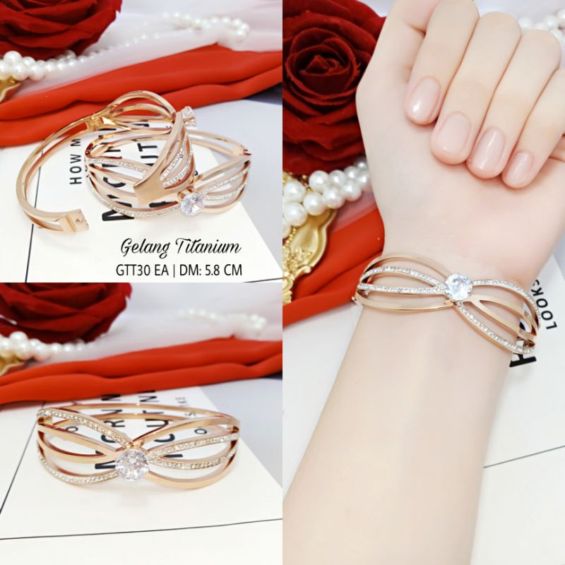 Gelang Titanium Wanita/Titanium Gelang Permata GTT30-55 EA