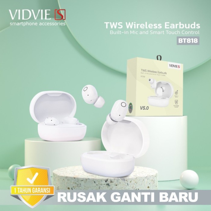 Vidvie S Headset Bluetooth TWS Earohone Nirkabel BT818 - White