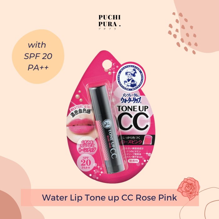✿ BISA COD✿ Rohto Water Lip Balm Tone Up CC / Lip Balm SPF / Lip Balm Warna - Rose Pink