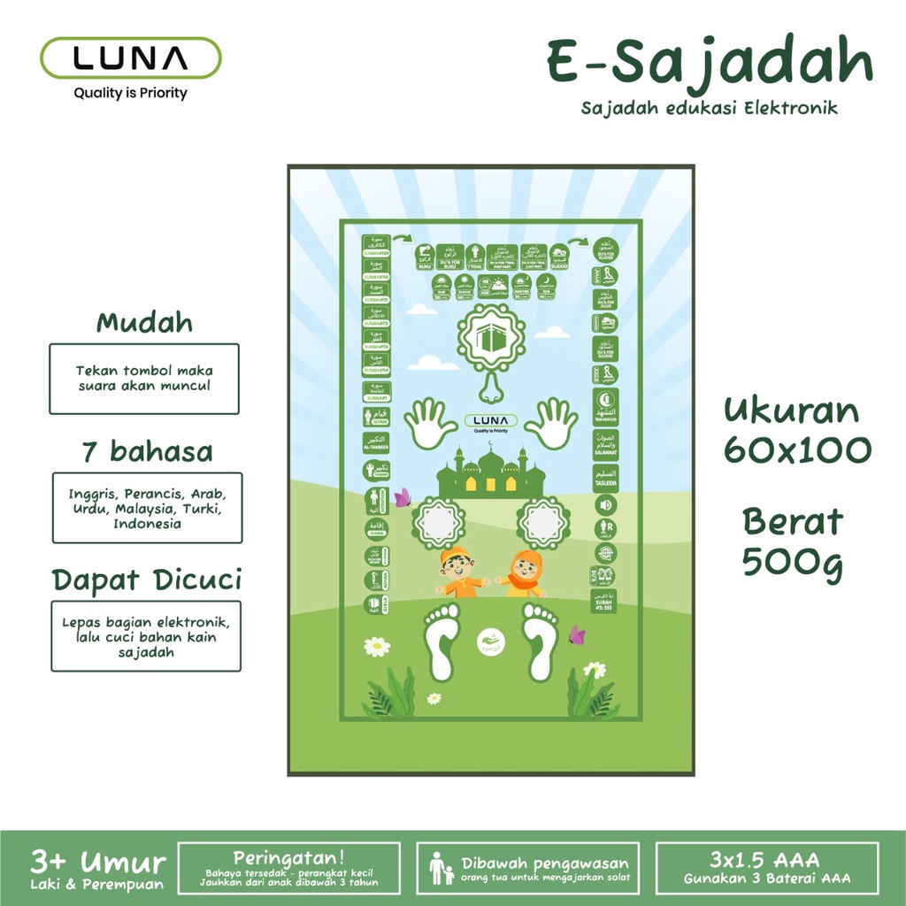 Luna Life E Sajadah / Smart Sajadah Elektronik Untuk Edukasi Belajar Anak Sholat / ESajadah Anak-Anak