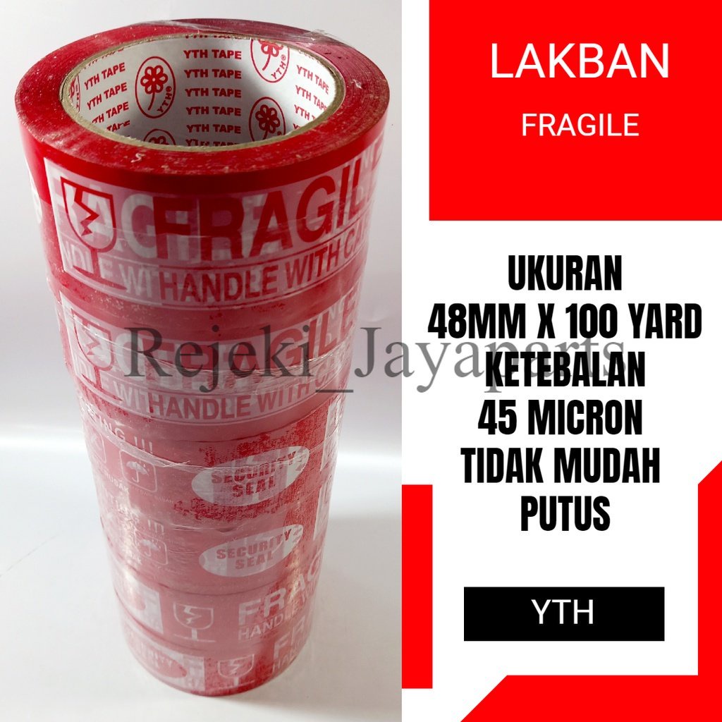 

LAKBAN FRAGILE UKURAN 48MM X 100 YARD/91METER 45 MIC OPP ORIENTED POLYPROPYLENE LAKBAN PAKING PACKING BARANG