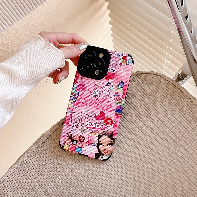 IPHONE Kartun Boneka Barbie Perlindungan Butir Vertikal soft Case Untuk Iphone14 13 12 Pro Max11 X XR XS Max7 8 Plus