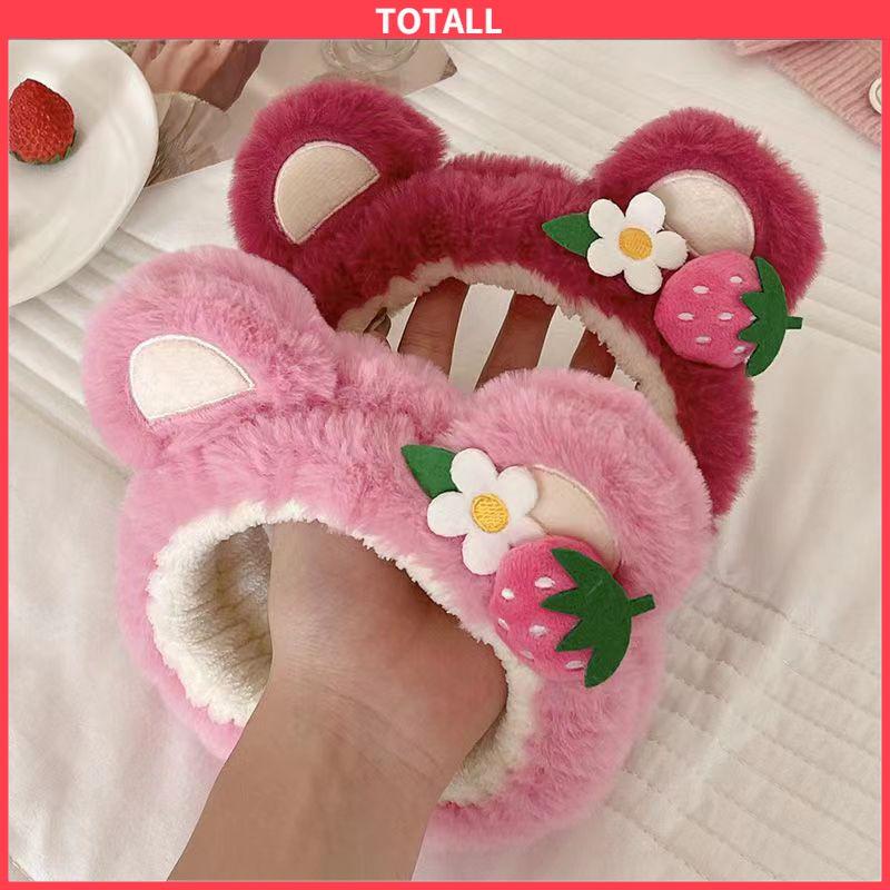 COD Mewah Strawberry Bear Bando Wanita Cuci Muka Ikat Kepala Lucu Jepit Rambut Bulang-Totall