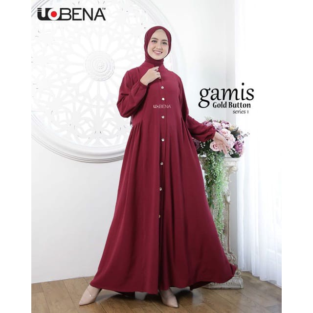 Gamis Dress Terbaru Button Gold Crincle Crinkle GMA Ori Uobena BY ATHIRTEXTILE