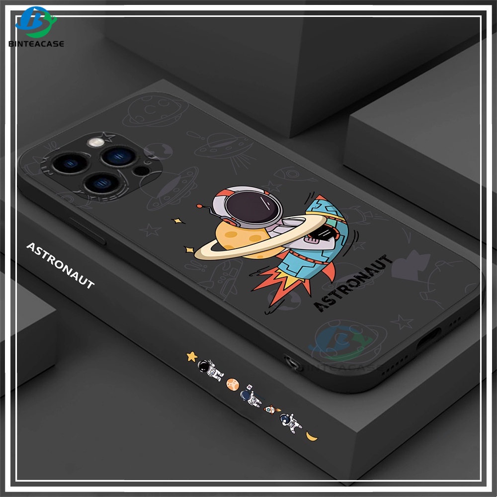 Casing ip iPhone 14 Pro MAX 14Pro 14plus 13ProMax 12 12ProMax 11 11Pro 11ProMax X XS MAX XR Astronot Planet Kapal Silikon Lembut Casing Ponsel Binteacase