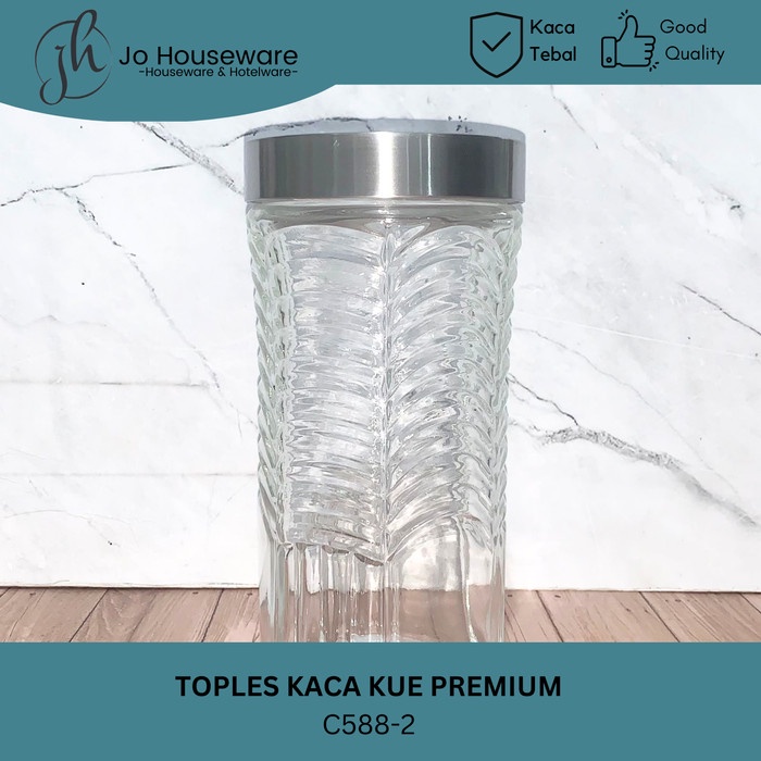 Toples kaca kue lebaran model unik kedap udara /  Toples kaca C588-2