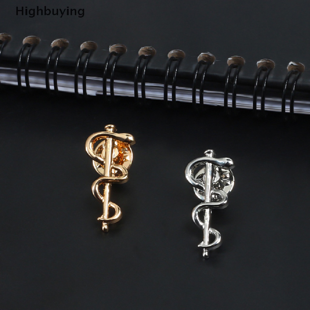 Hbid Antik Ular Tongkat Logam Alloy Pin Gesper Bros Brooch Dokter Perawat Simbol Enamel Lencana Fashion Perhiasan Glory