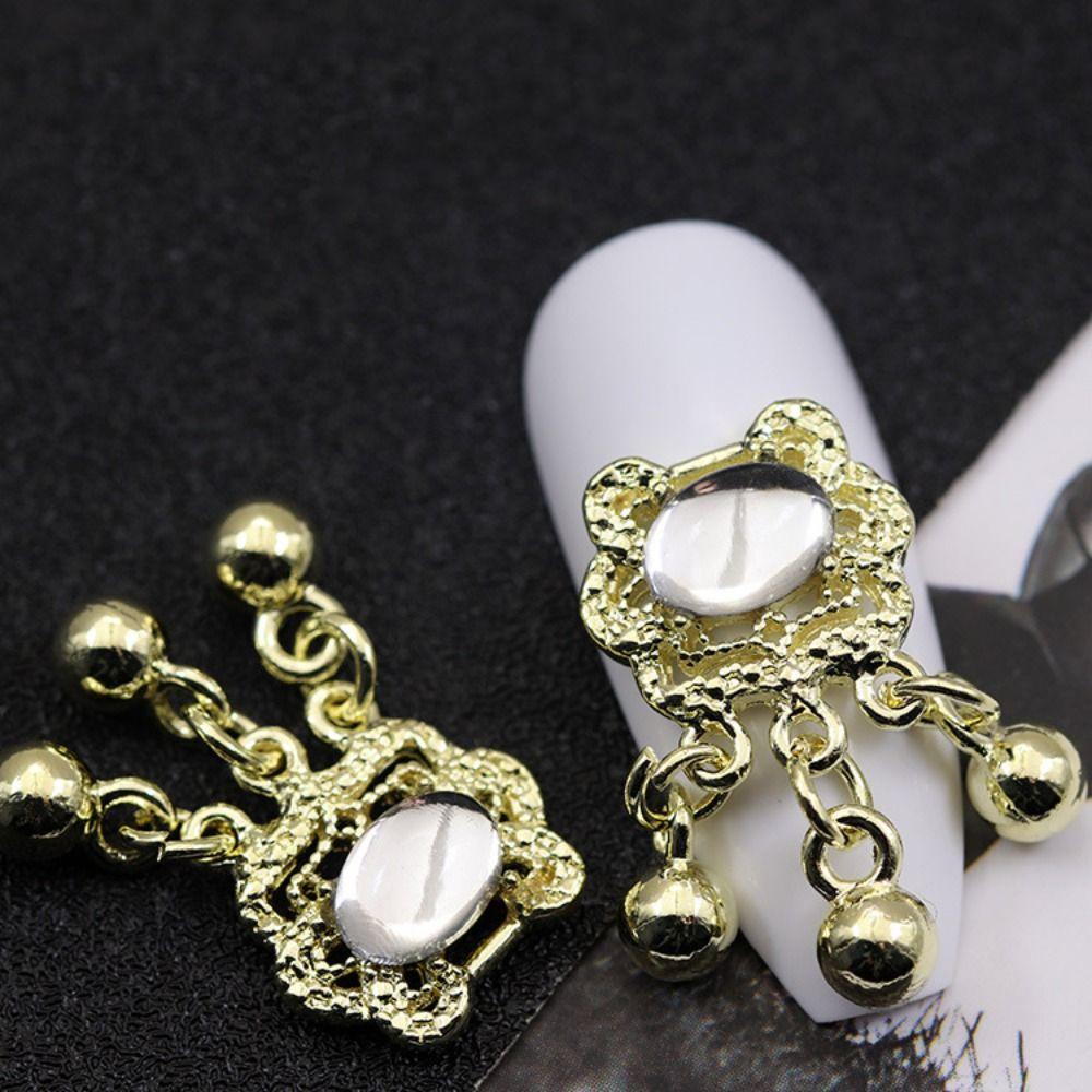 Mxbeauty Alloy Nail Art Liontin Mutiara 3D Gelap Gaya Baroque Manikur Alat Perhiasan Zirkon Dekorasi Kuku