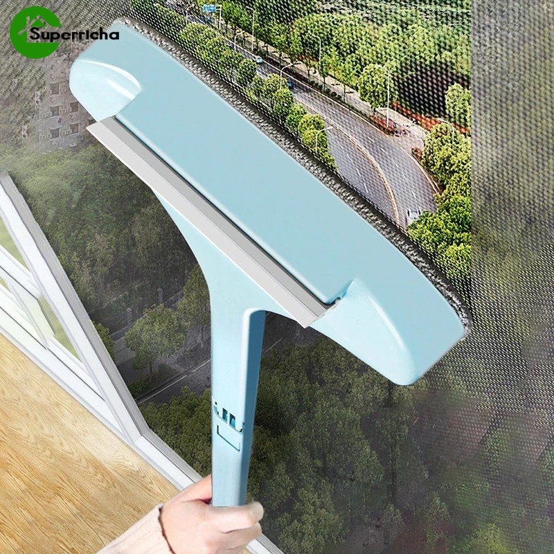 [Unggulan] Window Screen Brush/Sikat Kaca Depan Mobil Otomatis Dengan Scraper Air/Cermin Kamar Mandi Squeegee Wiper Scraper Alat Pembersih Jendela Rumah/Window Net Cleaning Brushes