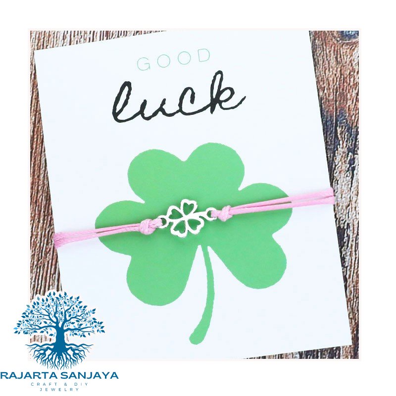 Gelang Keberuntungan Four-Leaf Clover Shamrock Perhiasan Untuk Wanita Pria