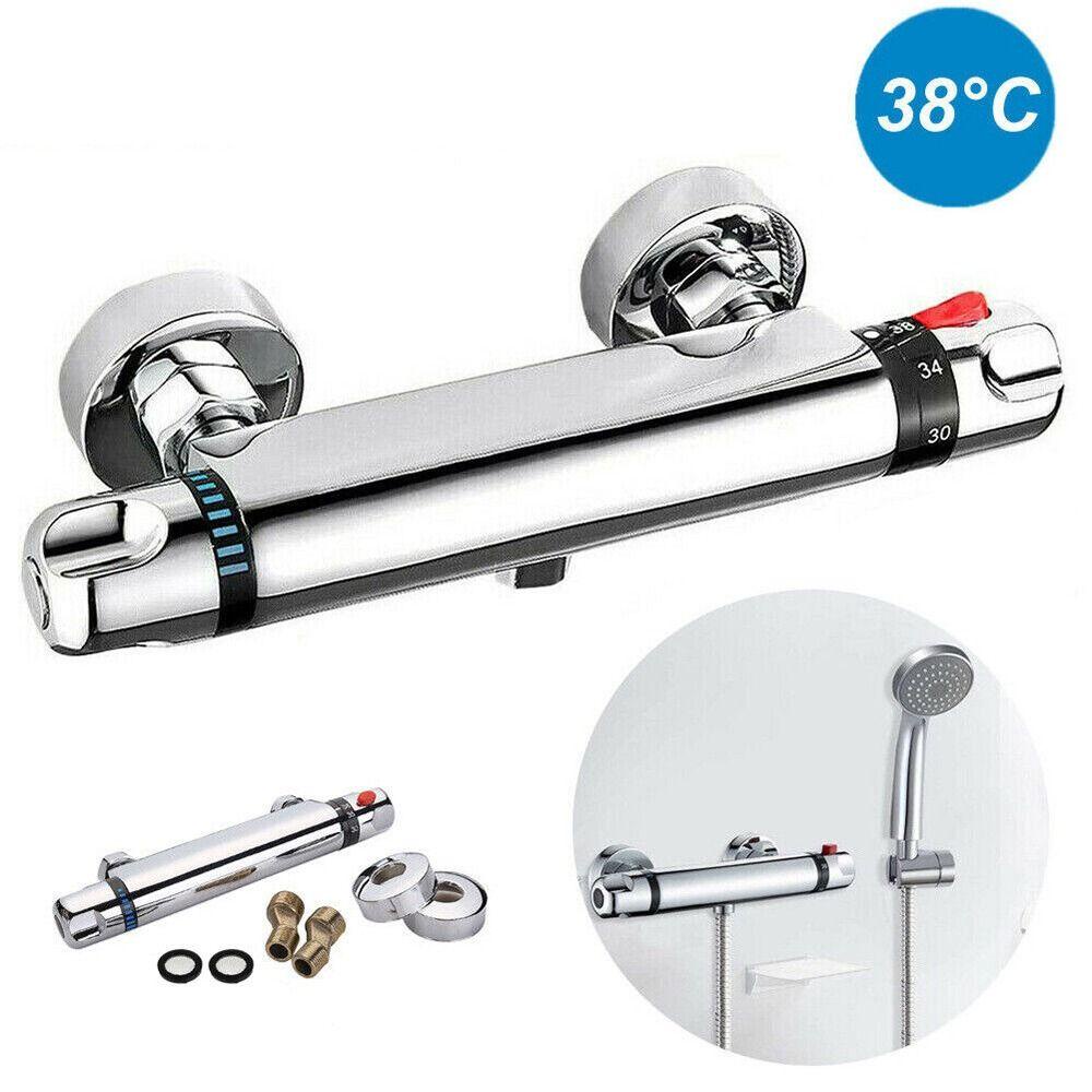 Populer Ekspos Bar Shower Mixer Thermostatic Shower Valve Chrome Bottom Valve Tap
