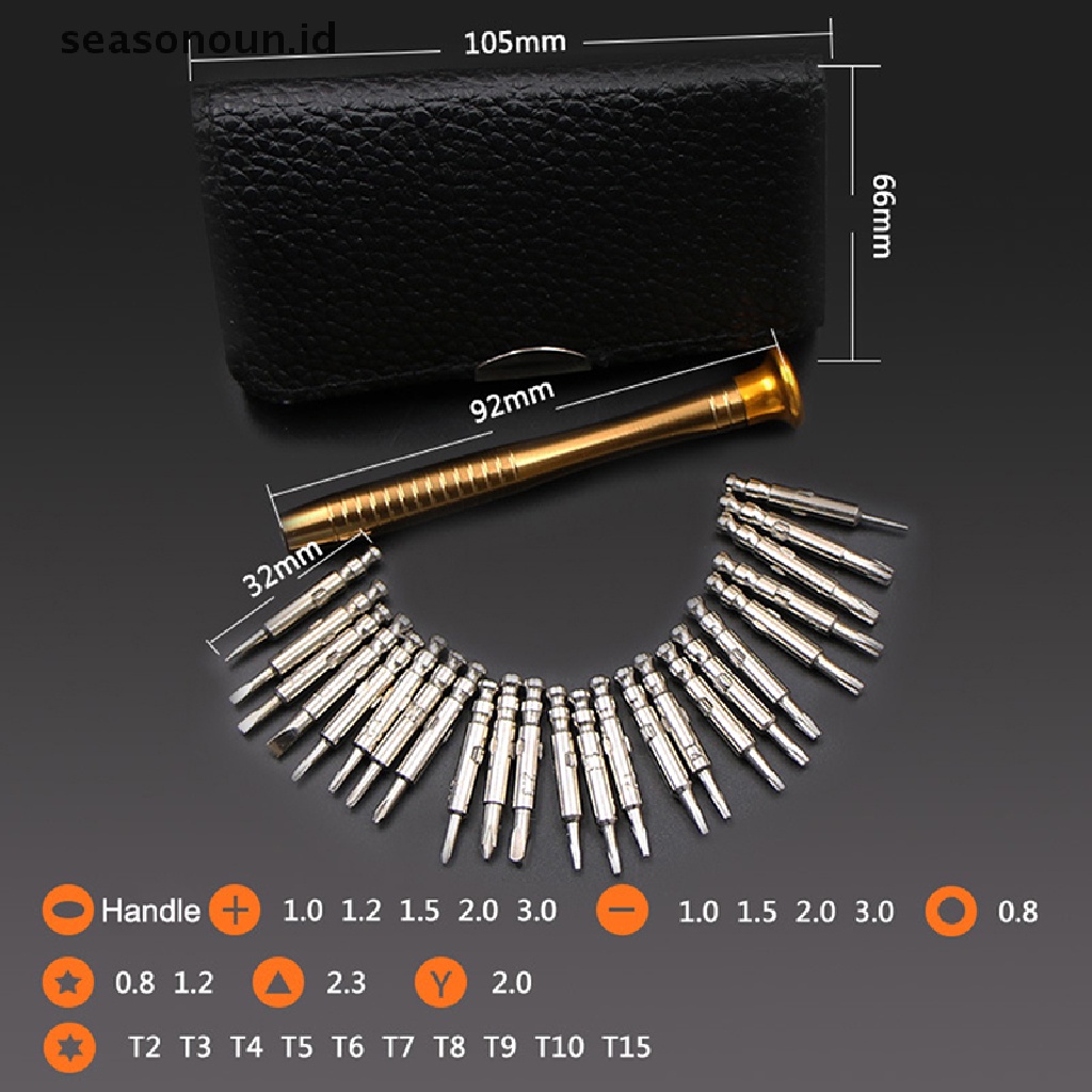 Seasonoun 25in1 Obeng Presisi Mini Magnetic Set Repair Tools Kit Untuk iPhone PC Kamera Jam Tangan.